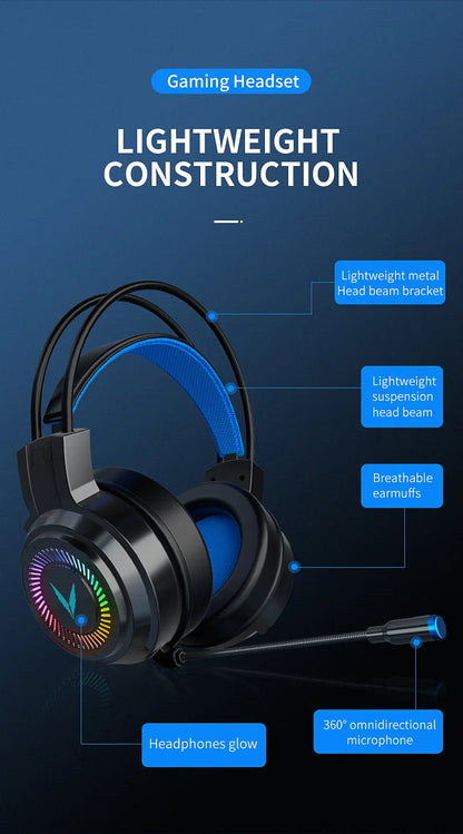 Cuffie Gaming 7.1 Surround Con Microfono Led Per PC Suono Chiaro Pieghevoli Comfort