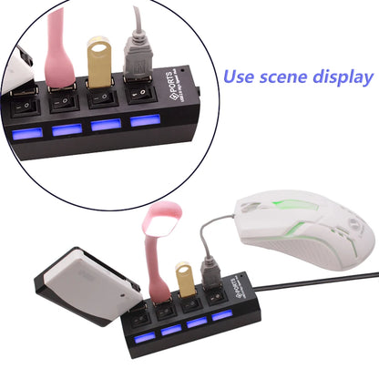 Hub Usb 2.0 a 7 Porte Con Alimentazione Esterna e Interruttore Espansore per Pc e Periferiche