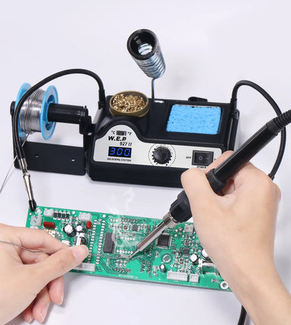Stazione di saldatura elettrica WEP 927-II 2 Helping Hands con display digitale, kit saldatore da 60W con regolazione della temperatura.