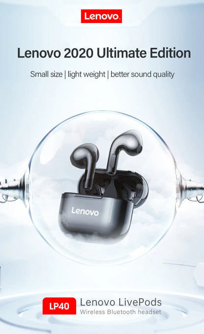 Cuffie Wireless Lenovo LP40 TWS Auricolari Bluetooth Controllo Touch Suono Stereo Per Android