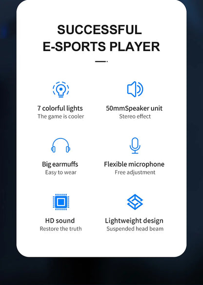 Cuffie Gaming 7.1 Surround Con Microfono Led Per PC Suono Chiaro Pieghevoli Comfort