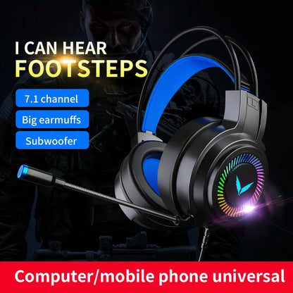 Cuffie Gaming 7.1 Surround Con Microfono Led Per PC Suono Chiaro Pieghevoli Comfort