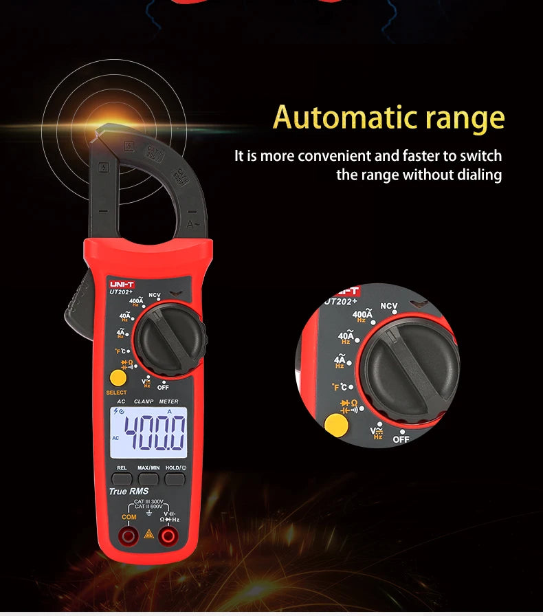 Uni-T Ut204 Ut202A Pinza Amperometrica 600A Morsetto NCV Multimetro Digitale Officina