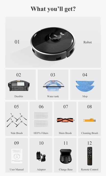 Aspirapolvere Robot Abir X8 con Laser Mappatura LiDAR SLAM e Zone Pulizia Multiplano
