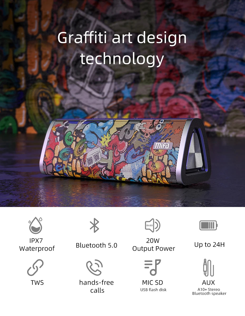 Mifa A10 Plus Altoparlante Bluetooth 20 W, Suono Stereo 360, Impermeabile IPX7, Bluetooth 5.0, 24 Ore Di Riproduzione