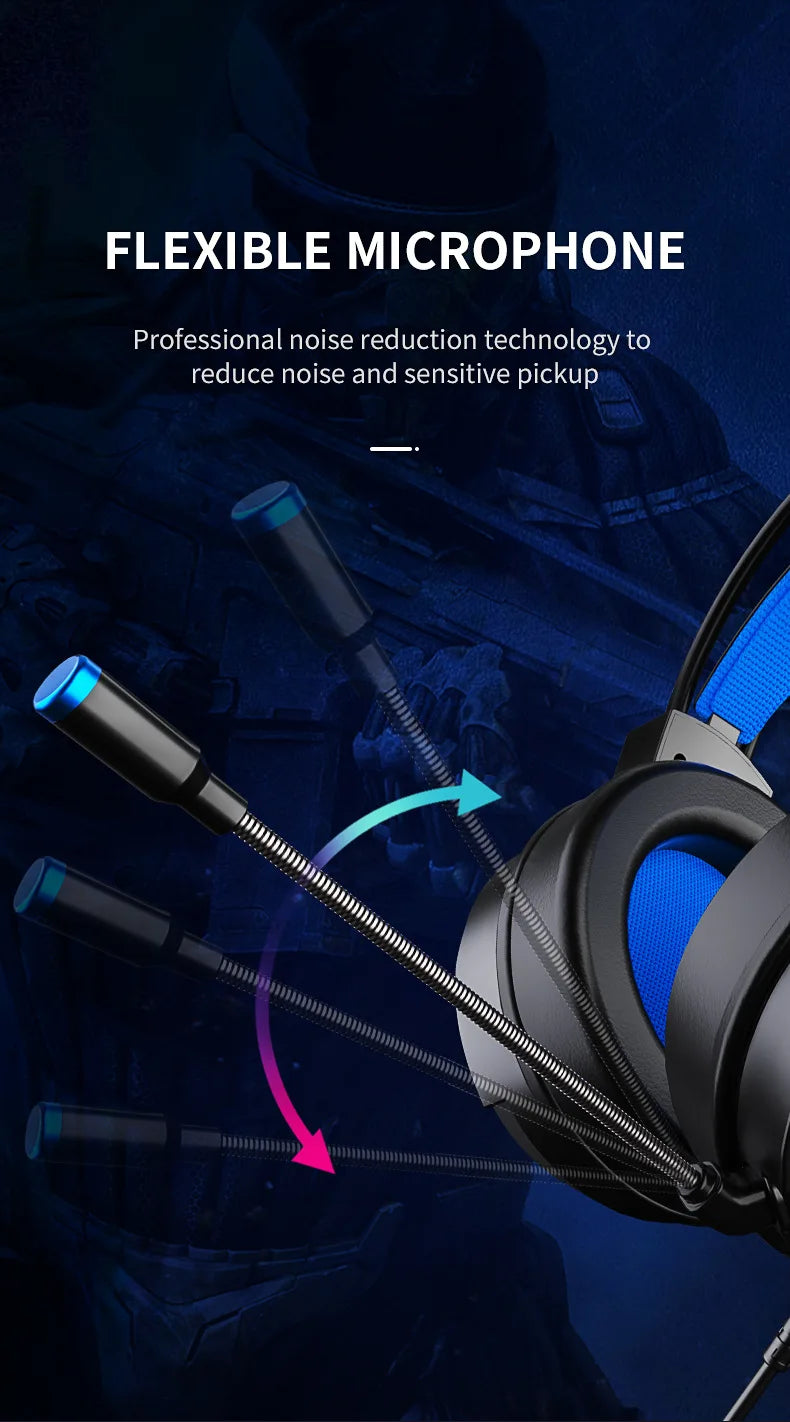 Cuffie Gaming 7.1 Surround Con Microfono Led Per PC Suono Chiaro Pieghevoli Comfort