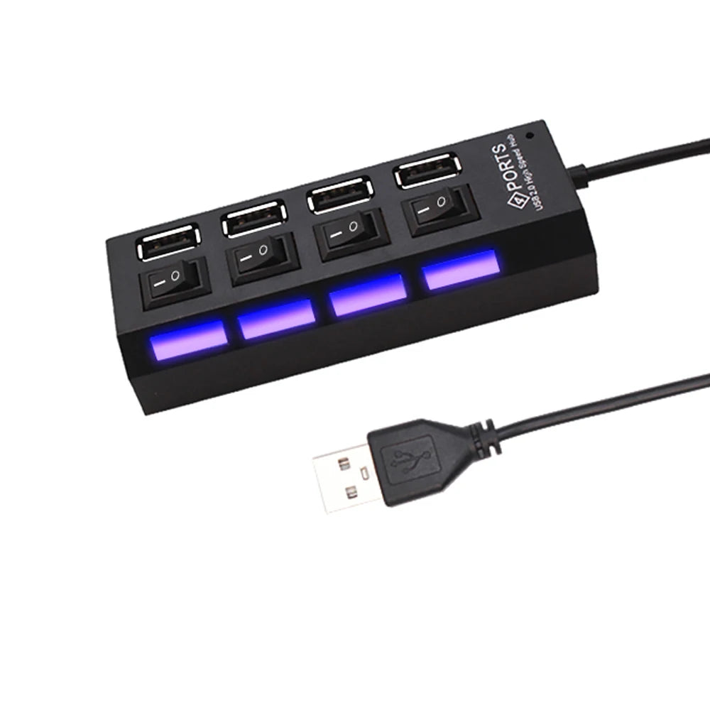 Hub Usb 2.0 a 7 Porte Con Alimentazione Esterna e Interruttore Espansore per Pc e Periferiche