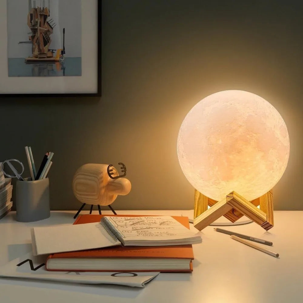 Lampada Notturna Led 3D Stellata Luce Lunare Touch Ricaricabile USB Per Decorazione Casa