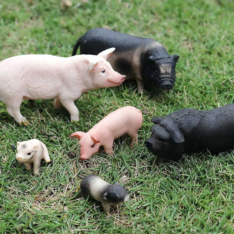 Oenux Farm House Modello Action Figures Agricoltore Moto Mucca Gallina Maiale Animali Set Figurine in miniatura PVC Simpatico giocattolo educativo per bambini