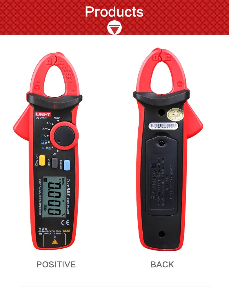 Pinza Amperometrica Digitale UT210E UT210D UT210C Vero Rms Con Misura Corrente CA 2A 20A 100A