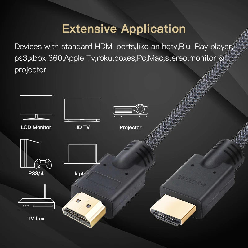 Lungfish Lungo Cavo HDMI 5 m 7.5 m 10 m 15 m 20 m Cavo HDMI 1080 P 3D per splitter Interruttore PS4 LED TV Box xbox Proiettore Per Computer
