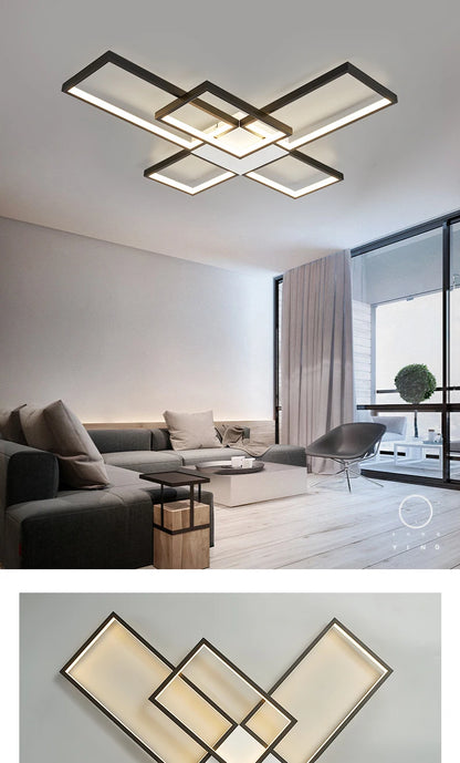 Plafoniera LED Moderna Dimmerabile Per Soggiorno E Camera Da Letto Finitura Nera O Dorata Illuminazione 2000 lm