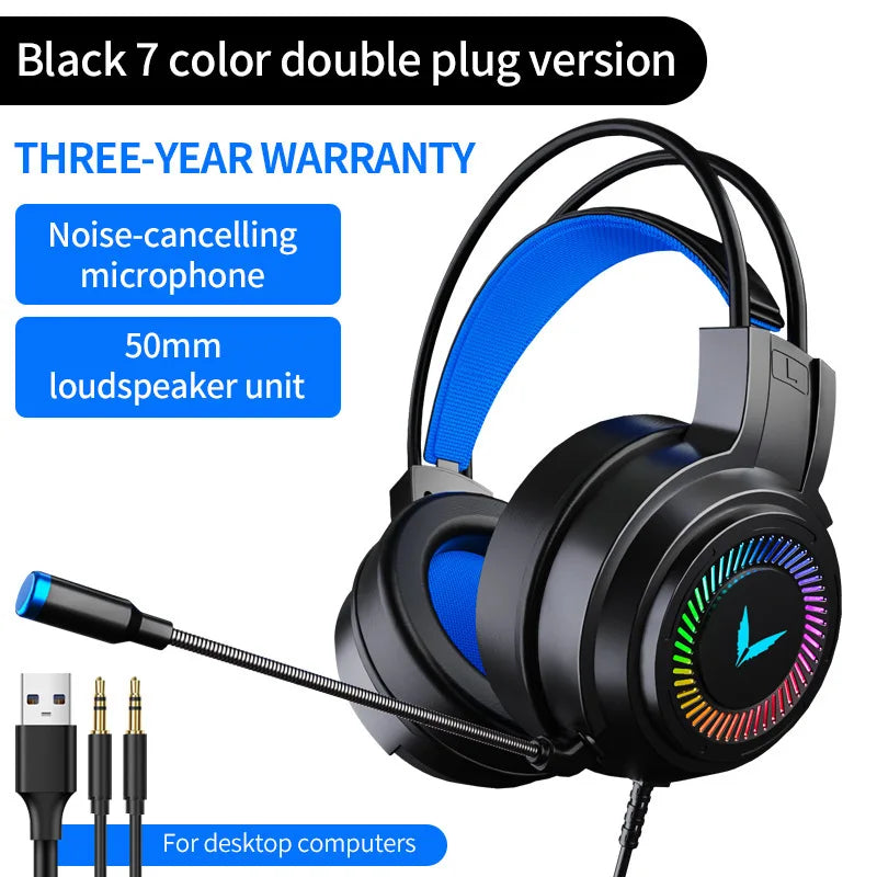 Cuffie Gaming 7.1 Surround Con Microfono Led Per PC Suono Chiaro Pieghevoli Comfort