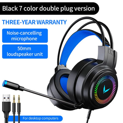 Cuffie Gaming 7.1 Surround Con Microfono Led Per PC Suono Chiaro Pieghevoli Comfort
