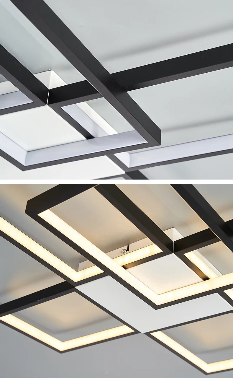Plafoniera LED Moderna Dimmerabile Per Soggiorno E Camera Da Letto Finitura Nera O Dorata Illuminazione 2000 lm