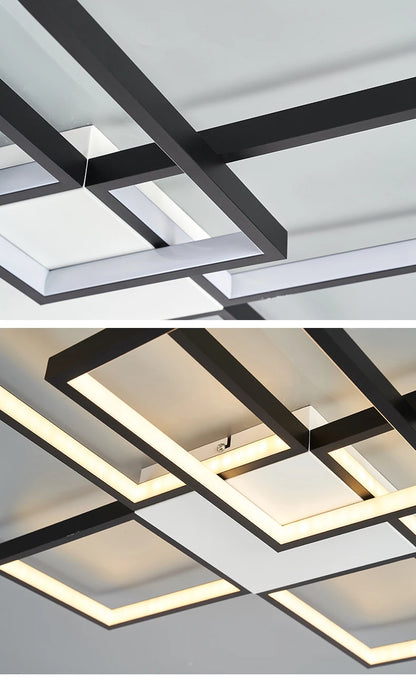 Plafoniera LED Moderna Dimmerabile Per Soggiorno E Camera Da Letto Finitura Nera O Dorata Illuminazione 2000 lm