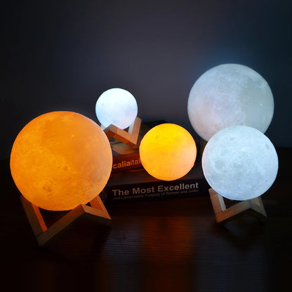 Lampada Notturna Led 3D Stellata Luce Lunare Touch Ricaricabile USB Per Decorazione Casa