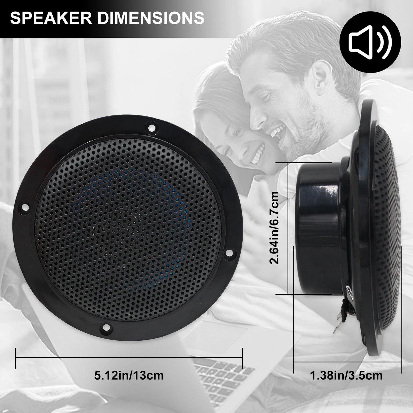 STUDIOFINIX 2PCS 4" Altoparlanti Bluetooth da soffitto impermeabili - Kit altoparlanti marini da 160 W per bagno cucina casa camper all'aperto