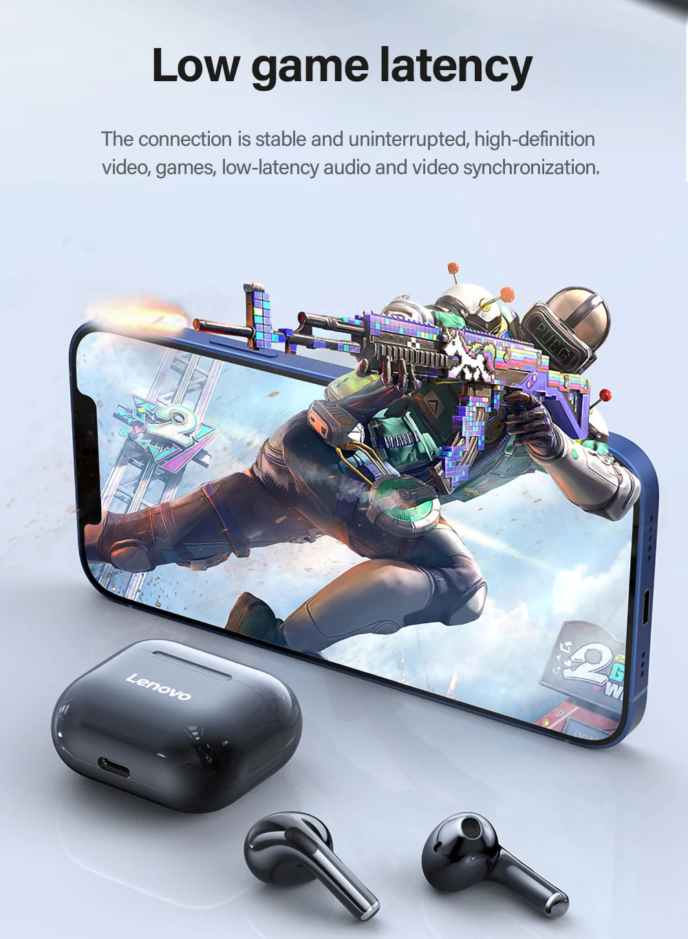 Cuffie Wireless Lenovo LP40 TWS Auricolari Bluetooth Controllo Touch Suono Stereo Per Android