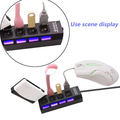 Hub Usb 2.0 a 7 Porte Con Alimentazione Esterna e Interruttore Espansore per Pc e Periferiche