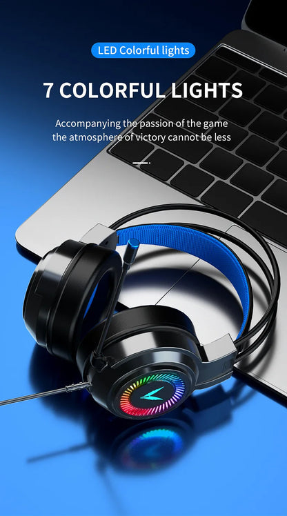 Cuffie Gaming 7.1 Surround Con Microfono Led Per PC Suono Chiaro Pieghevoli Comfort