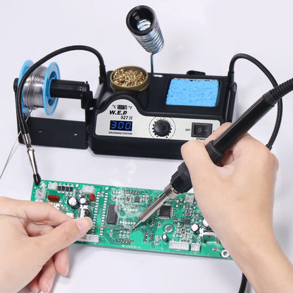 Stazione di saldatura elettrica WEP 927-II 2 Helping Hands con display digitale, kit saldatore da 60W con regolazione della temperatura.