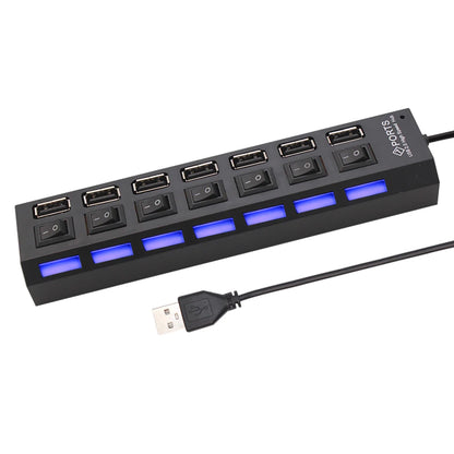 Hub Usb 2.0 a 7 Porte Con Alimentazione Esterna e Interruttore Espansore per Pc e Periferiche