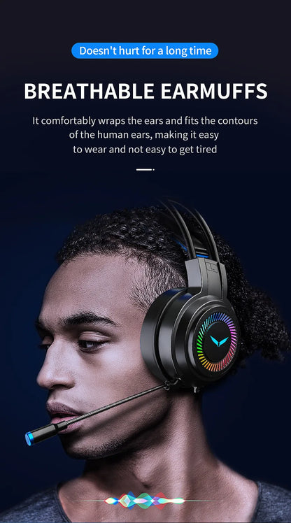 Cuffie Gaming 7.1 Surround Con Microfono Led Per PC Suono Chiaro Pieghevoli Comfort