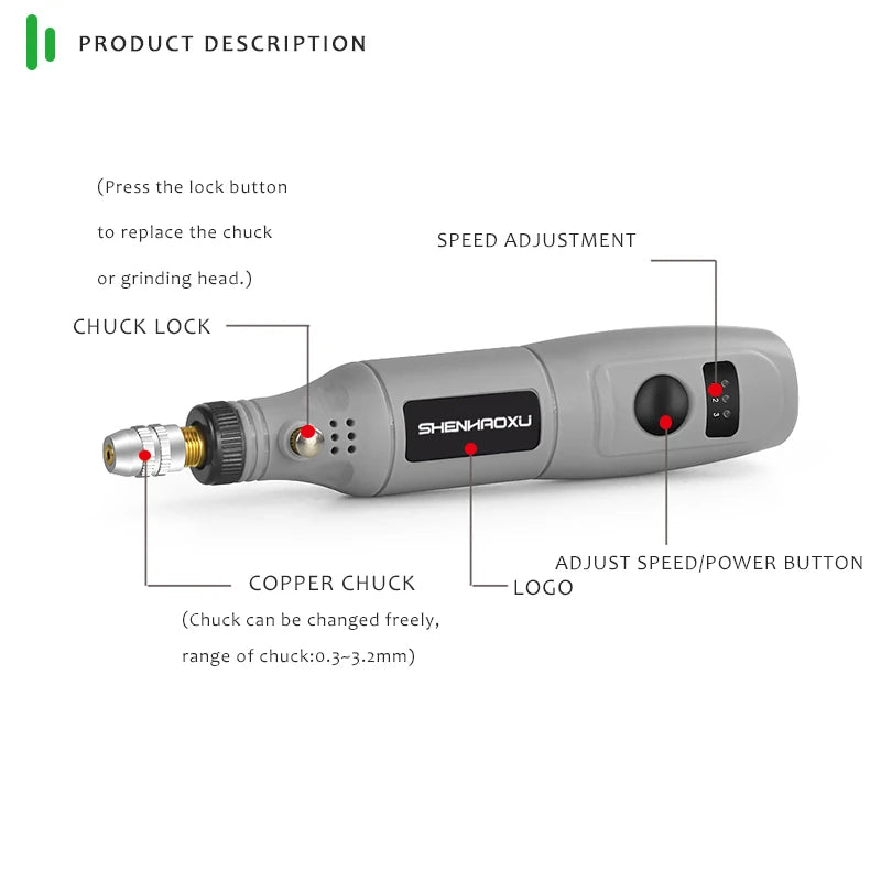 Mini Trapano Penna 100-240V Per Incisione Elettrico Regolabile Strumenti Dremel Compatibili