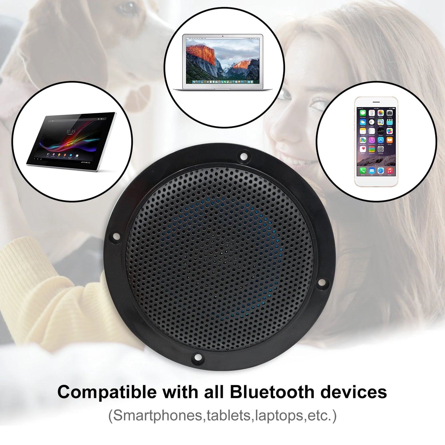 STUDIOFINIX 2PCS 4" Altoparlanti Bluetooth da soffitto impermeabili - Kit altoparlanti marini da 160 W per bagno cucina casa camper all'aperto