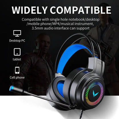 Cuffie Gaming 7.1 Surround Con Microfono Led Per PC Suono Chiaro Pieghevoli Comfort