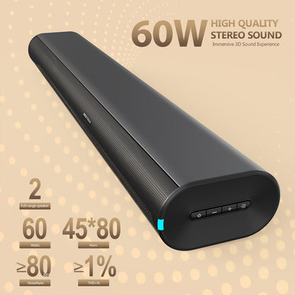 Sistema Soundbar Potente da 60W con Audio Stereo 3D, Modalità di Ingresso BT AUX OPT HDMI USB per TV, PC, Proiettore, Smartphone, Tablet