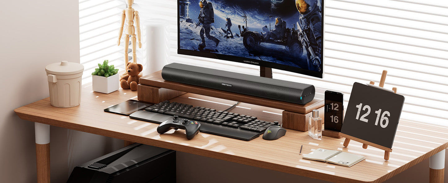 Sistema Soundbar Potente da 60W con Audio Stereo 3D, Modalità di Ingresso BT AUX OPT HDMI USB per TV, PC, Proiettore, Smartphone, Tablet