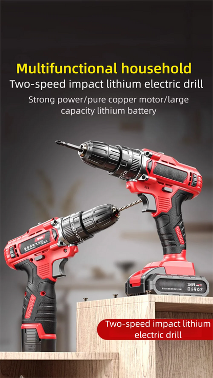 Trapano Elettrico Multifunzionale 21V Batteria Con Impatto Doppio Portatile Per Piccoli Utensili