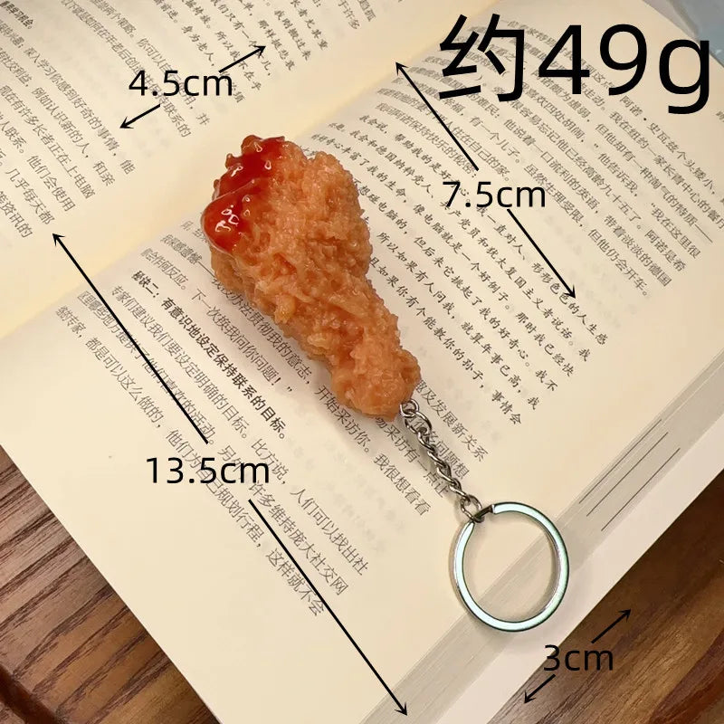 Portachiavi con patatine fritte di pollo fritto, pepite di pollo fritto, cibo simulato, modello giocattolo, portachiavi, borsa per telefono per auto, ciondolo, ornamento regalo