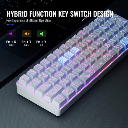 Tastiera Compatta Cablata 60 Percento Con Retroilluminazione Rgb Interruttori a Membrana Per Pc Tablet Laptop Bianco
