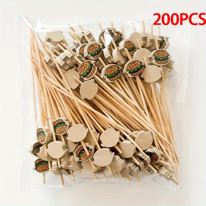 Forchette Di Frutta In Bamboo Usa E Getta 100 Pz Ecologiche Per Buffet Cerimonie Feste