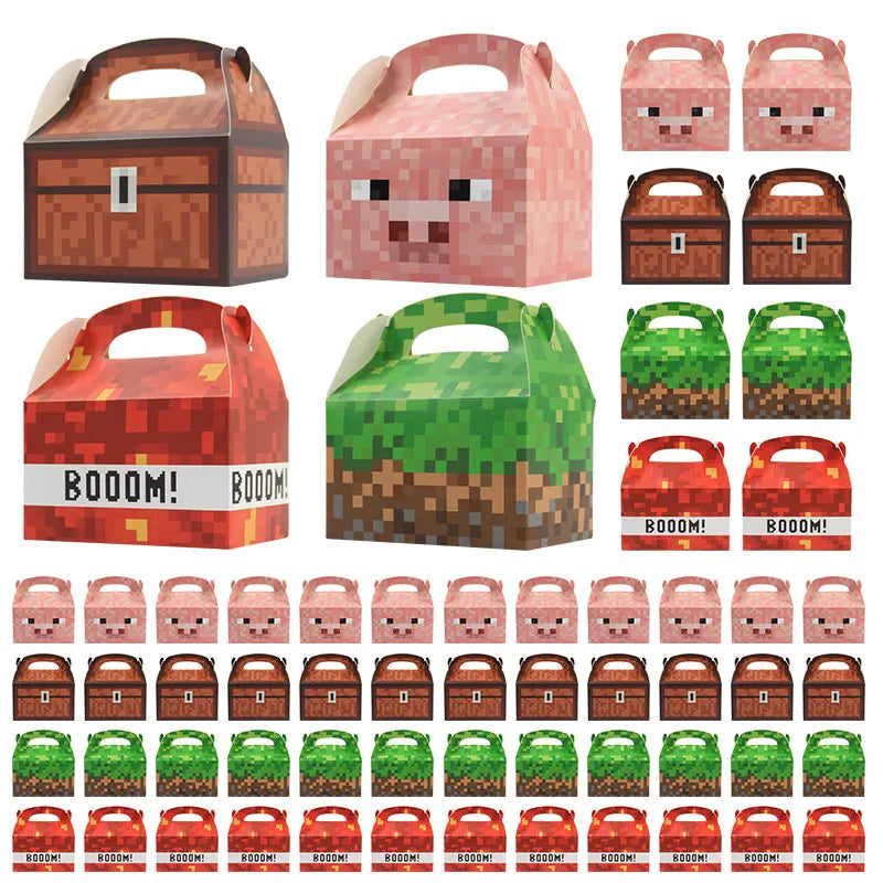Scatole A Gable Per Bomboniere Pixel Giochi Set Da 12 Astucci Decorativi Per Compleanni