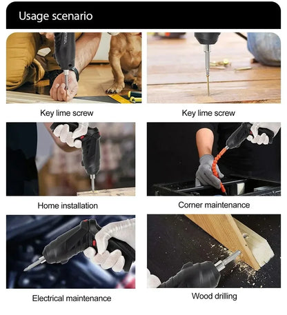 Set di Utensili Elettrici 3.6v per Manutenzione Domestica, Mini Trapano Elettrico con Batteria al Litio di Grande Capacità, Cacciavite Cordless per Uso Domestico ﻿
