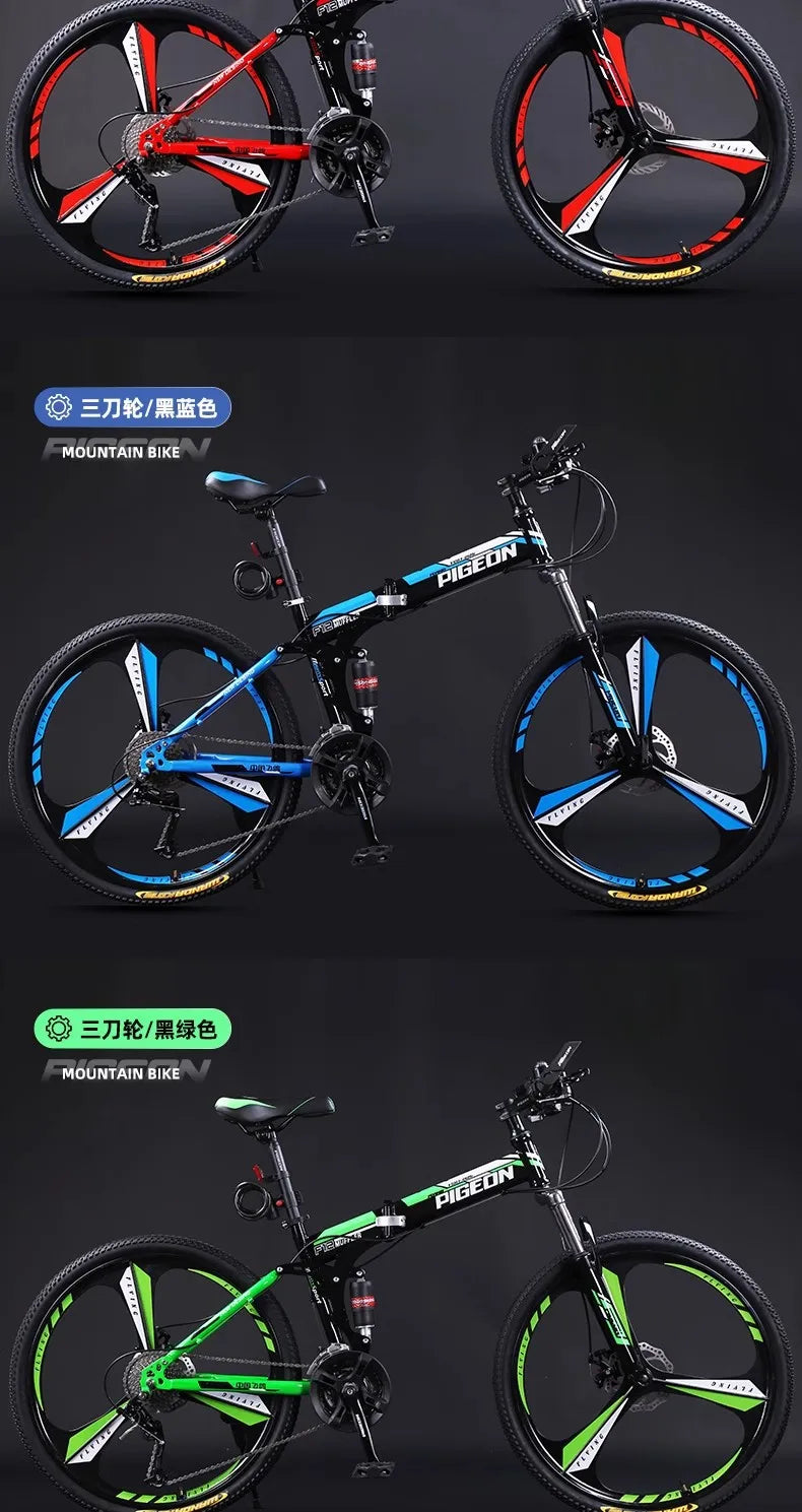 Bicicletta Pieghevole Da Montagna Per Adulti Con Freni A Disco Fuoristrada Unisex Velocità Variabile