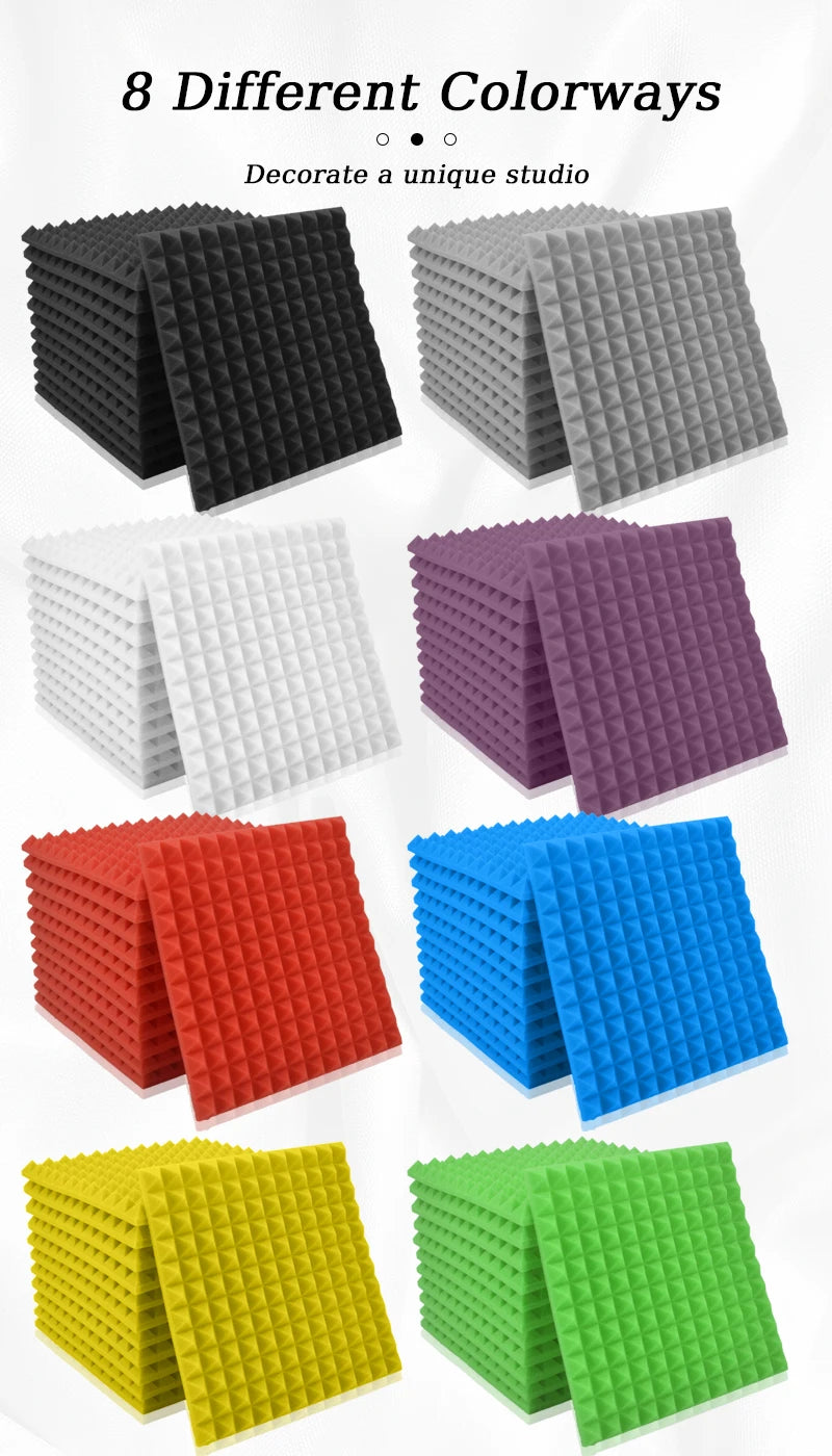 TOUO Schiuma Acustica 6/12/24 Pcs Isolamento Acustico Piramide Pannello Fonoassorbente Home Studio Trattamento Acustico Per La Camera Da Letto