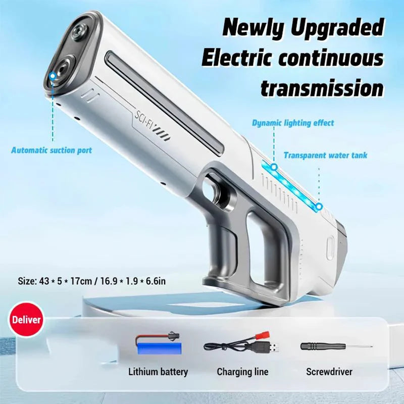 Pistole ad acqua elettriche per adulti Potente spruzza d'acqua automatica Aspirazione d'acqua Blasters Estate Giocattolo da spiaggia all'aperto per ragazzi Regalo per bambini