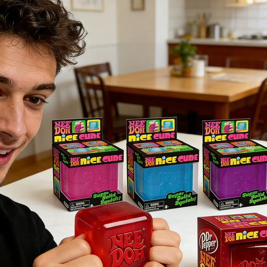Dr Pepper x NeeDoh Nice Cube Squishy Toy Antistress, Cubo Morbido Antistress per Bambini e Adulti, Giocattolo Sensoriale per Alleviare l'Ansia