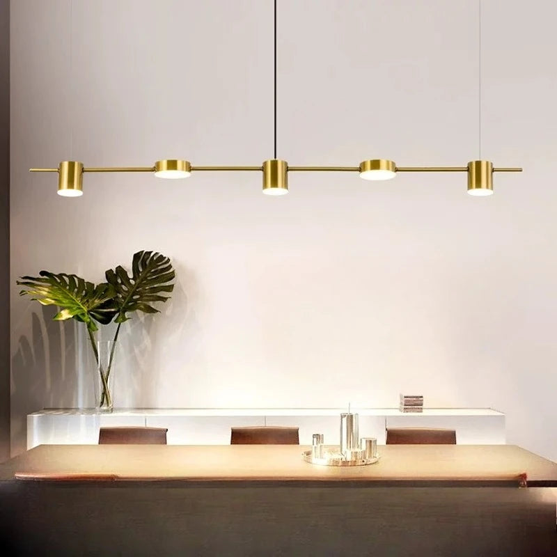 Lampada A Sospensione Postmoderna Tre Teste Per Ristorante In Ferro Nero E Oro Illuminazione Minimal Nordica Di Lusso