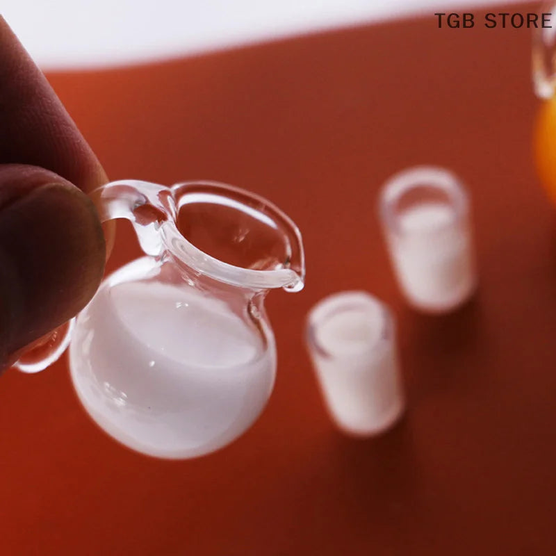 Set Da 3 Mini Caraffe In Vetro Per Succo E Latte Per Casa Delle Bambole Accessori Per Modelli Di Scena