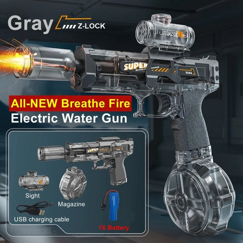 Pistola Ad Acqua Elettrica Con Effetto Fiamma E Luce Led Per Spiaggia E Piscina Estiva