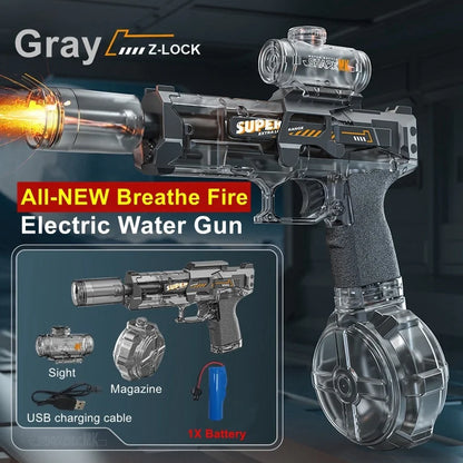 Pistola Ad Acqua Elettrica Con Effetto Fiamma E Luce Led Per Spiaggia E Piscina Estiva
