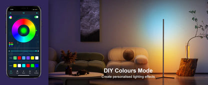 Lampada Da Terra Angolare Rgb Con Controllo Via App Dimmabile E Sincronizzazione Musicale Per Salotti Moderni