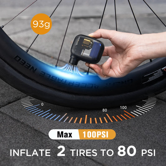 Pompa Mini Portatile Per Bici Ricaricabile 100 Psi Tipo C Compatibile Schrader Presta
