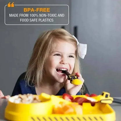 Stoviglie Per Bambini Set Auto Bulldozer Escavatore Pala Piatto Forchetta Cucchiaio BPA Free Ecologiche